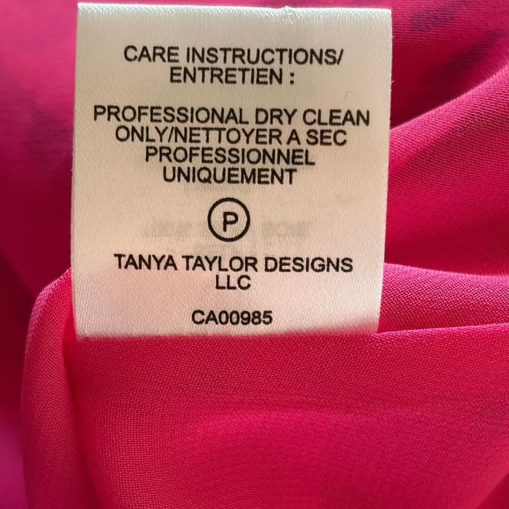 Tanya Taylor Kayla Falling Floral Pink Silk Mini Dress sz 6